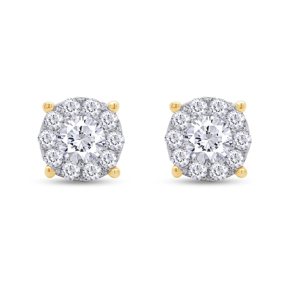 
                      
                        Round Cut Lab Created Moissanite Diamond Push Back Halo Stud Earrings In 925 Sterling Silver (1 To 2 Cttw)
                      
                    