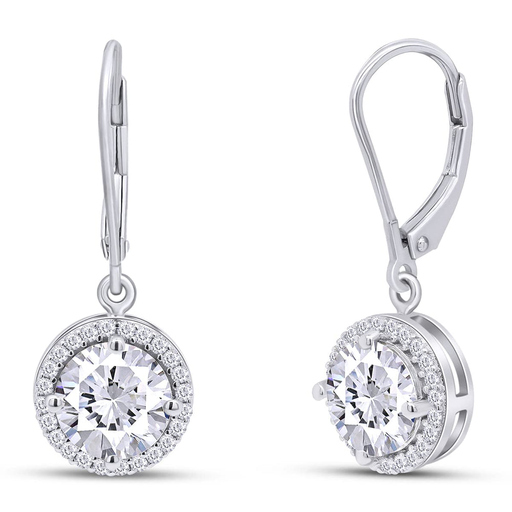 1 1/2 Carat Lab Created Moissanite Diamond Halo Dangle Drop Earrings In 925 Sterling Silver (1.50 Cttw)