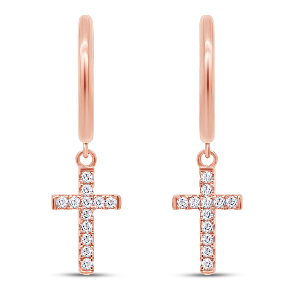 
                      
                        1/5 Carat Lab Created Moissanite Diamond Huggies Cross Drop Earrings In 925 Sterling Silver (0.20 Cttw)
                      
                    