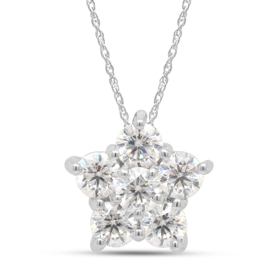 1/2 Carat Lab Created Moissanite Diamond Flower Pendant Necklace For Women In 10K Solid Gold (0.50 Cttw)