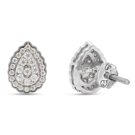 0.33 Carat Round Cut Lab Created Moissanite Diamond Teardrop Stud Earrings In 10K Or 14K Solid Gold Jewelry For Women