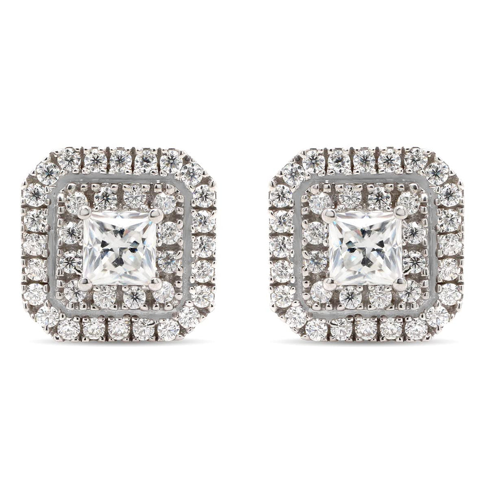 
                      
                        1 Carat Princess & Round Cut Lab Created Moissanite Diamond Double Halo Stud Earrings In 10K Or 14K Solid Gold (1 Cttw)
                      
                    