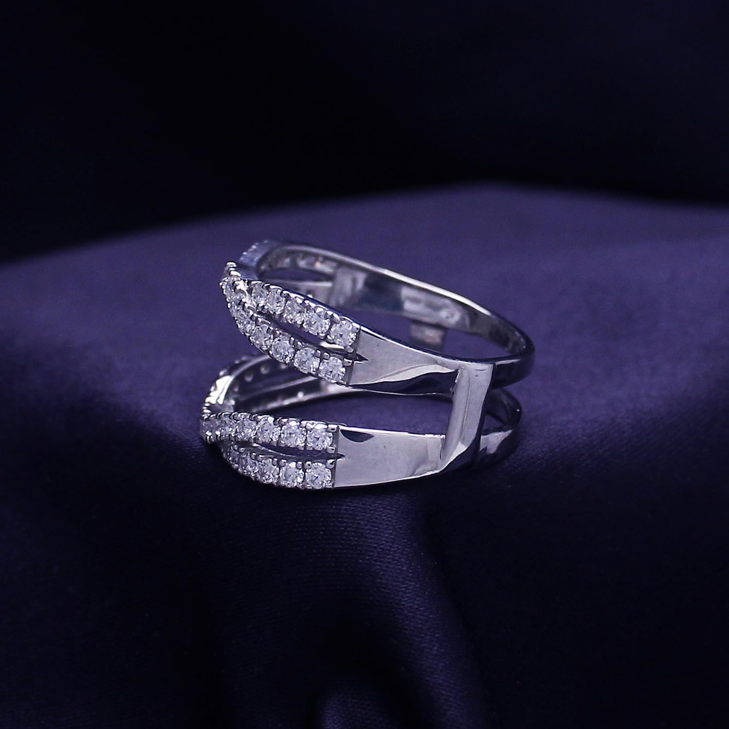 Round Cut Lab Created Moissanite Double Infinity Wedding Ring Guard Enhancer For Women In 14K Gold Over Sterling Silver