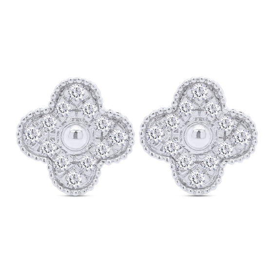 1 Carat Lab Created Moissanite Diamond Flower Stud Earrings In 10K Or 14K Solid Gold