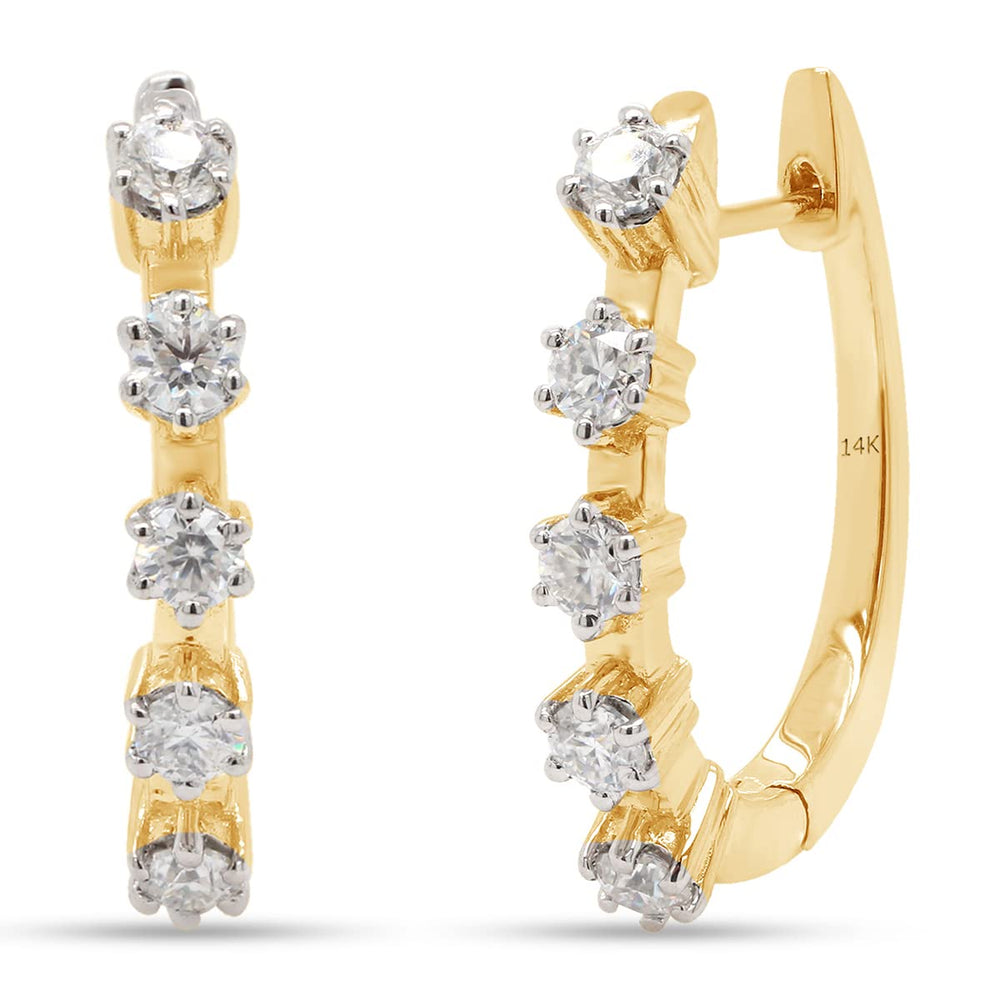 
                      
                        1 Carat Round Cut Lab Created Moissanite Diamond Five Stone Hoop Earrings In 10K Or 14K Solid Gold
                      
                    