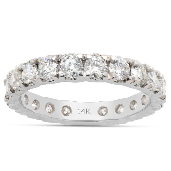 1 3/5 Carat Round Cut Lab Created Moissanite Diamond Full Eternity Stackable Wedding Band Ring for Women in 10K or 14K Solid Gold (1.60 Cttw)