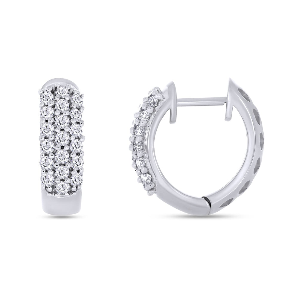 
                      
                        1/2 Carat Lab Created Moissanite Diamond 3-Row Huggie Hoop Earrings In 925 Sterling Silver (VVS1 Clarity, 0.50 Cttw)
                      
                    