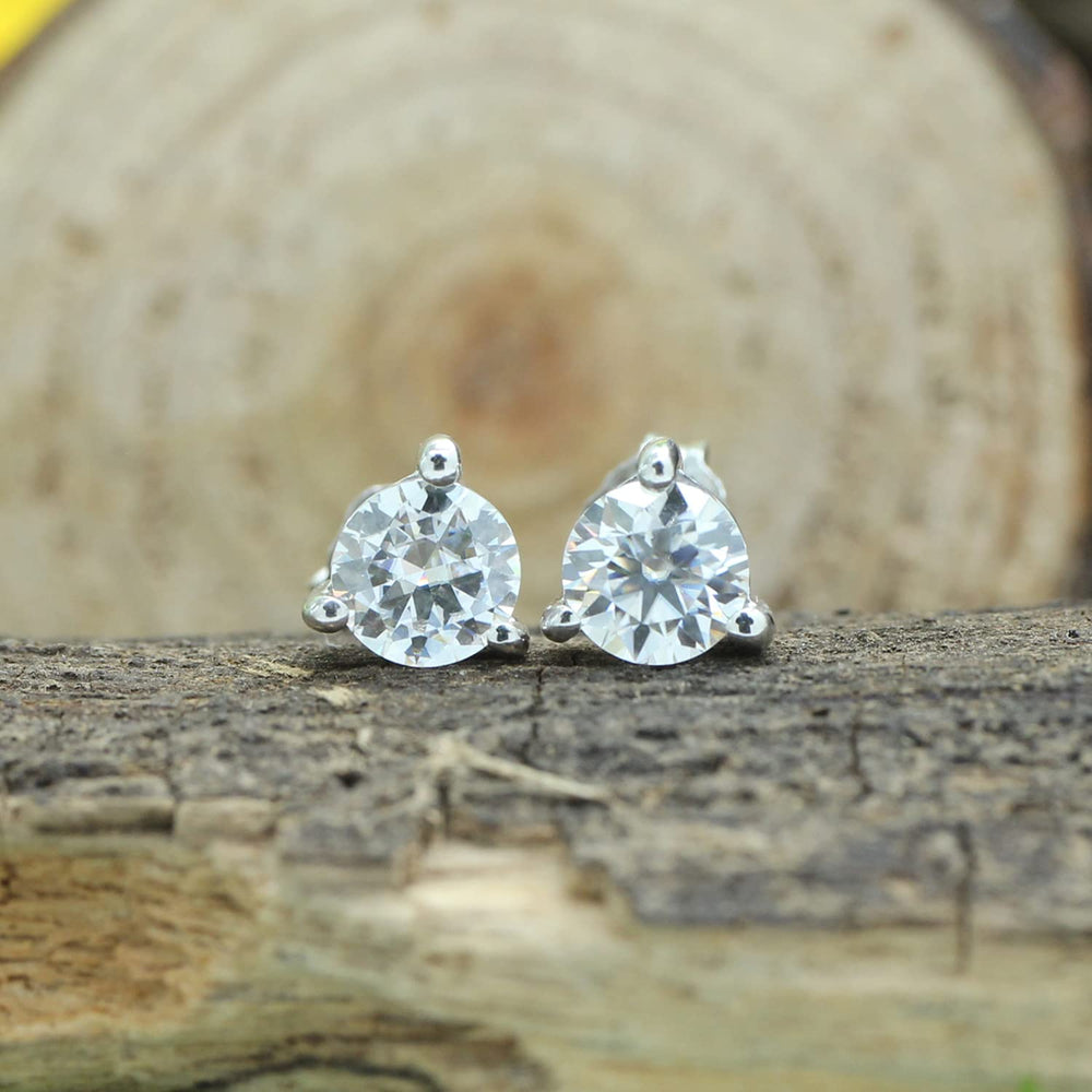 
                      
                        Round Cut Lab Created Moissanite Diamond Push Back Martini Style Stud Earrings In 14K Gold Post & 925 Sterling Silver (4 To 5 Cttw)
                      
                    