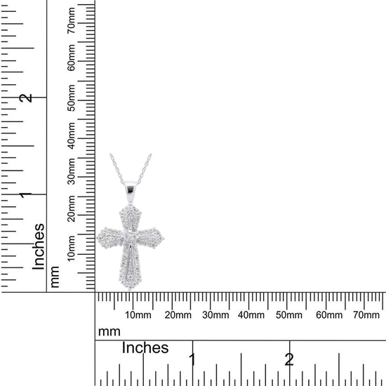 1/4 Carat Lab Created Moissanite Diamond Cross Pendant Necklace in 10K or 14K Solid Gold For Women (0.25 Cttw)