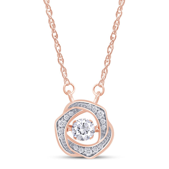 Load image into Gallery viewer, 1/3 Carat Lab Created Moissanite Diamond Halo Dancing Pendant Necklace In 925 Sterling Silver (0.33 Cttw)
