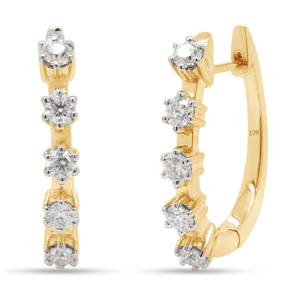 
                      
                        1 Carat Round Cut Lab Created Moissanite Diamond Five Stone Hoop Earrings In 10K Or 14K Solid Gold
                      
                    