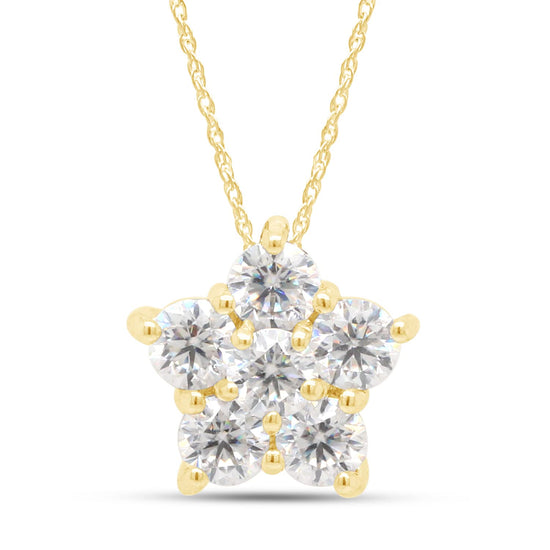 1/2 Carat Lab Created Moissanite Diamond Flower Pendant Necklace In 925 Sterling Silver (0.50 Cttw)
