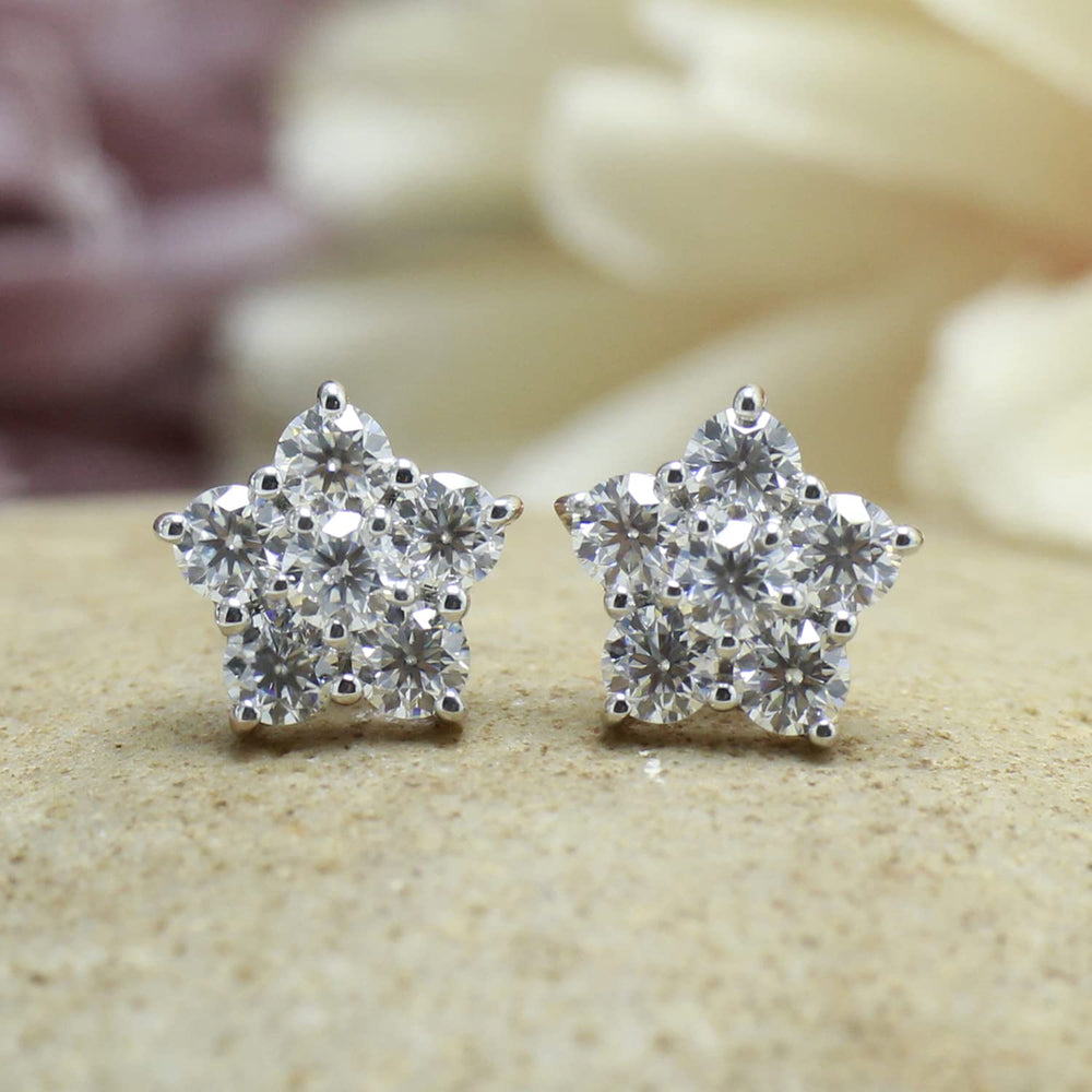 
                      
                        1 Carat Round Cut Lab Created Moissanite Diamond Flower Screw Back Stud Earrings For Women In 925 Sterling Silver
                      
                    