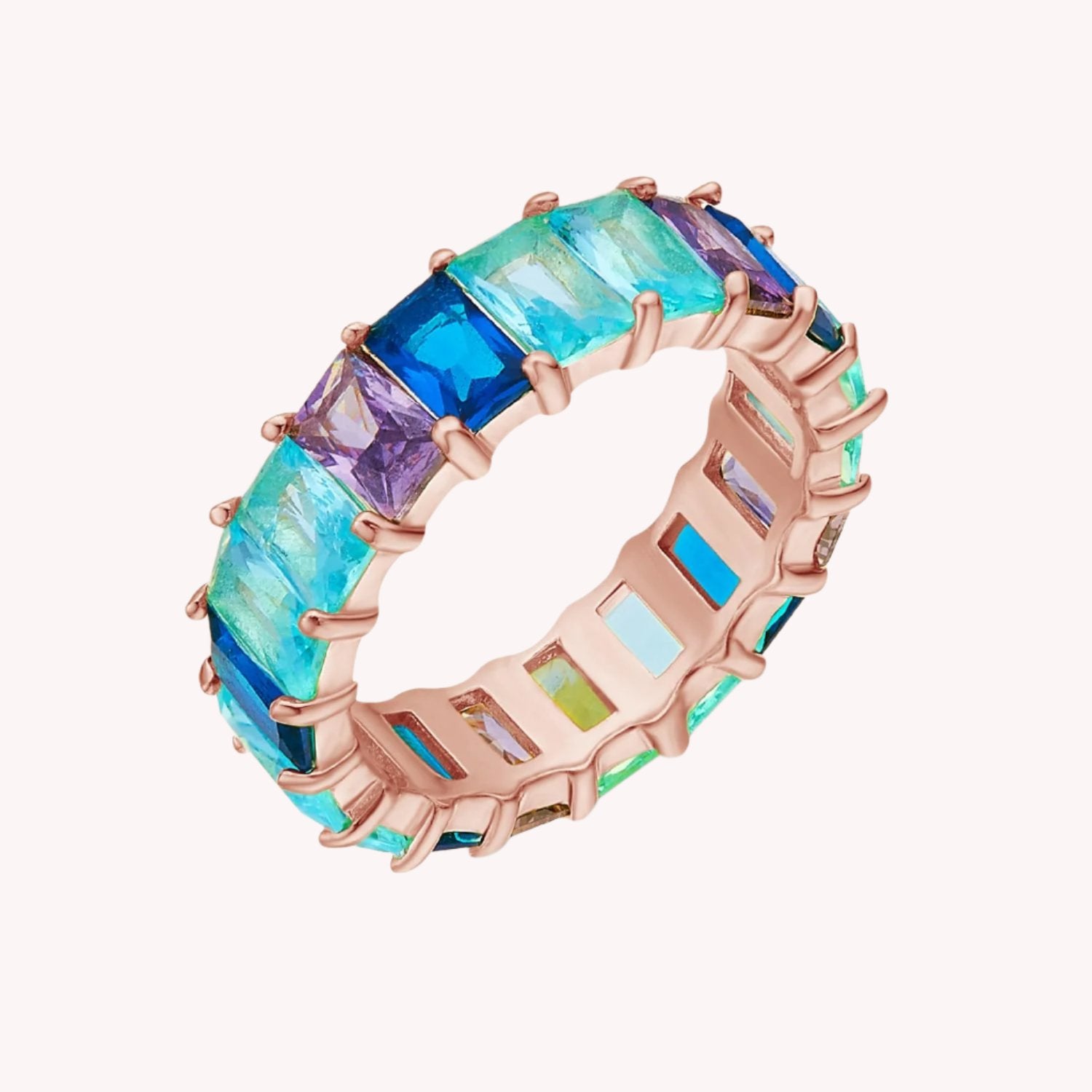 Eternity Shades of Blue Rainbow Ring