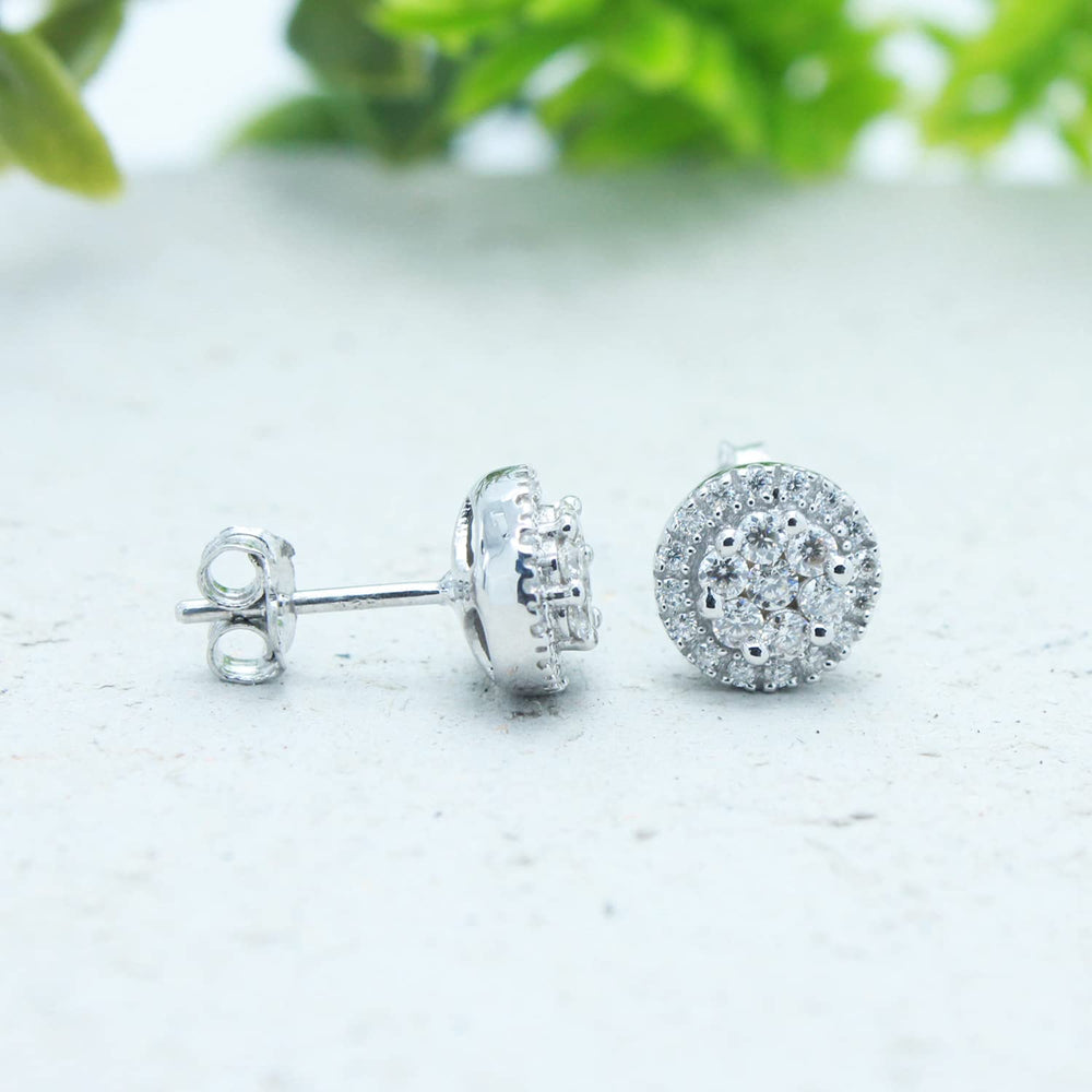 
                      
                        1/2 Cttw Lab Created Moissanite Diamond Halo Cluster Stud Earrings In 925 Sterling Silver (0.50 Cttw)
                      
                    