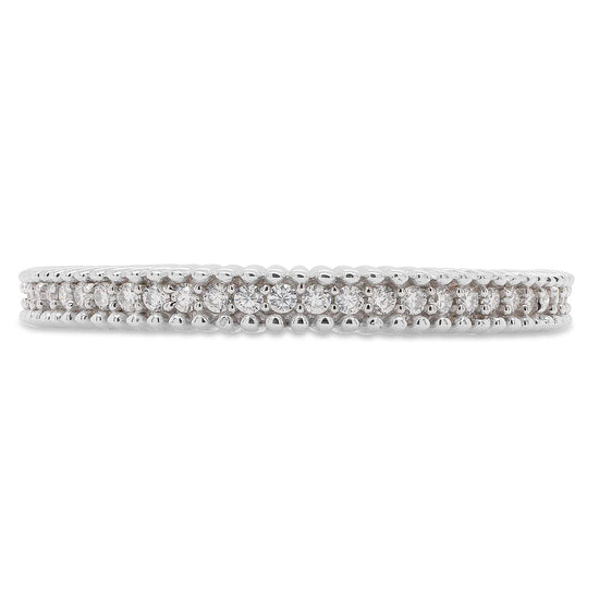 0.25 Carat Round Cut Lab Created Moissanite Diamond Beaded Eternity Wedding Band Ring for Women in 925 Sterling Silver