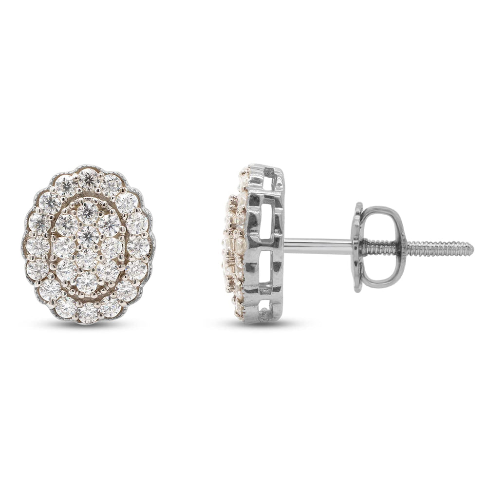 0.50 Carat Round Cut Lab Created Moissanite Diamond Cluster Stud Earrings In 925 Sterling Silver Jewelry For Women