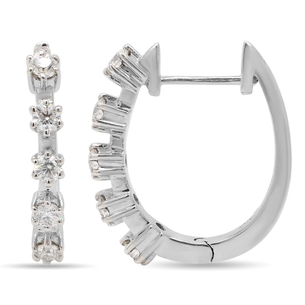 
                      
                        1 Carat Round Cut Lab Created Moissanite Diamond Five Stone Hoop Earrings In 10K Or 14K Solid Gold
                      
                    