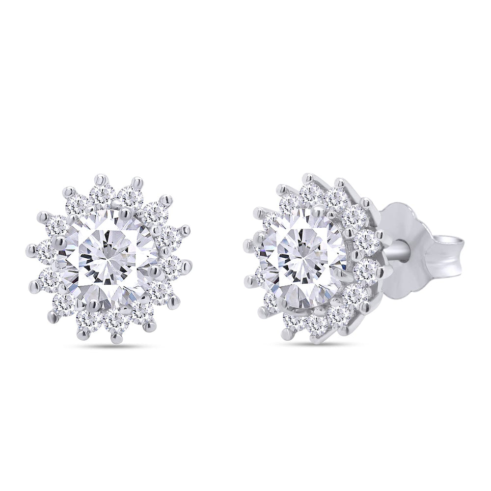 
                      
                        1 1/4 Carat Lab Created Moissanite Diamond Push Back Halo Stud Earrings In 925 Sterling Silver (1.25 Cttw)
                      
                    