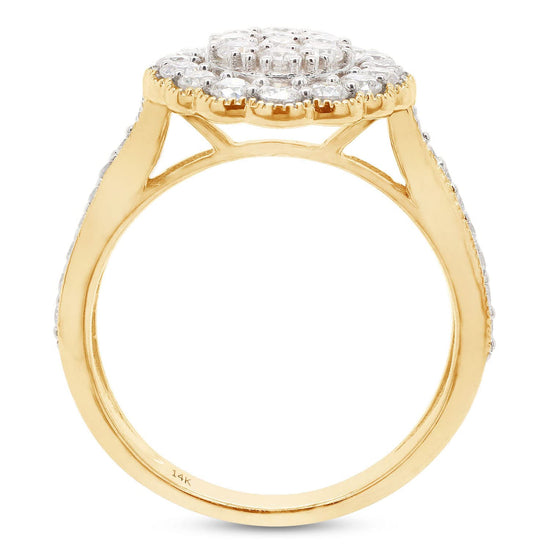 Load image into Gallery viewer, 1 Carat Round Cut Lab Created Moissanite Diamond Milgrain Cluster Engagement Ring In 10K Or 14K Solid Gold
