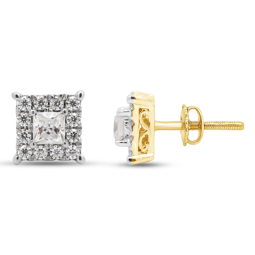 
                      
                        Princess & Round Cut Lab Created Moissanite Diamond Halo Stud Earrings In 10K Or 14K Solid Gold (0.33 Cttw)
                      
                    