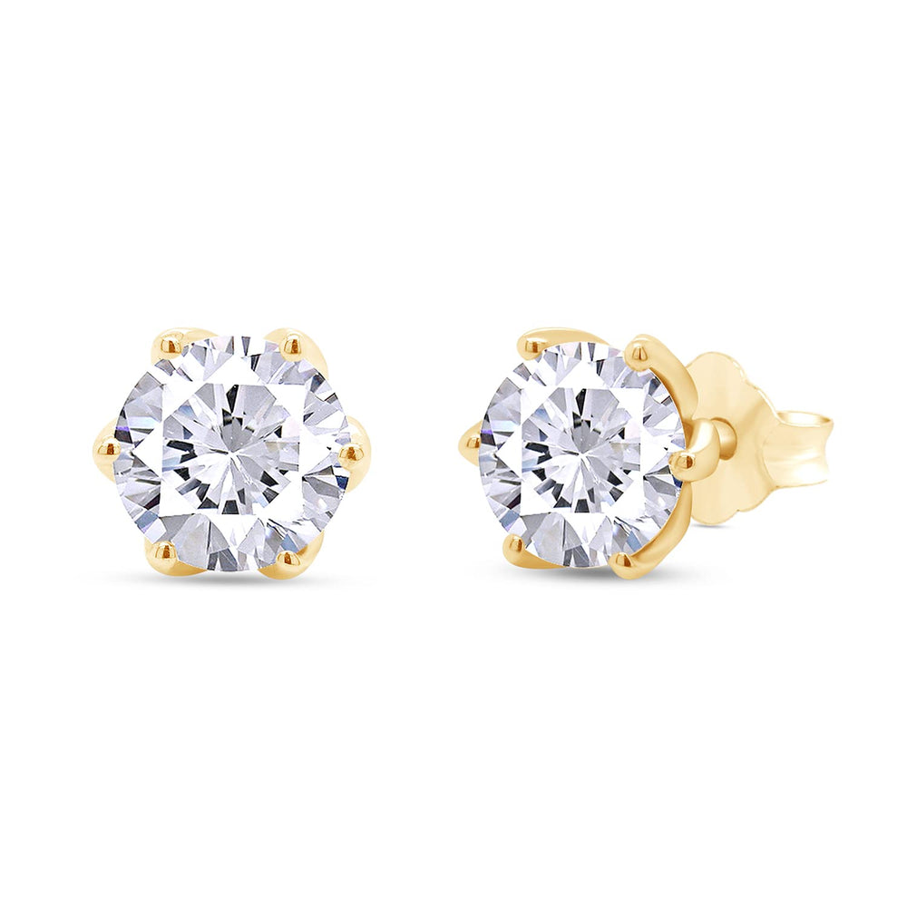 
                      
                        2 Carat Center 6.5mm Round Cut Lab Created Moissanite Diamond Push Back Stud Earrings In 925 Sterling Silver (2 Cttw)
                      
                    