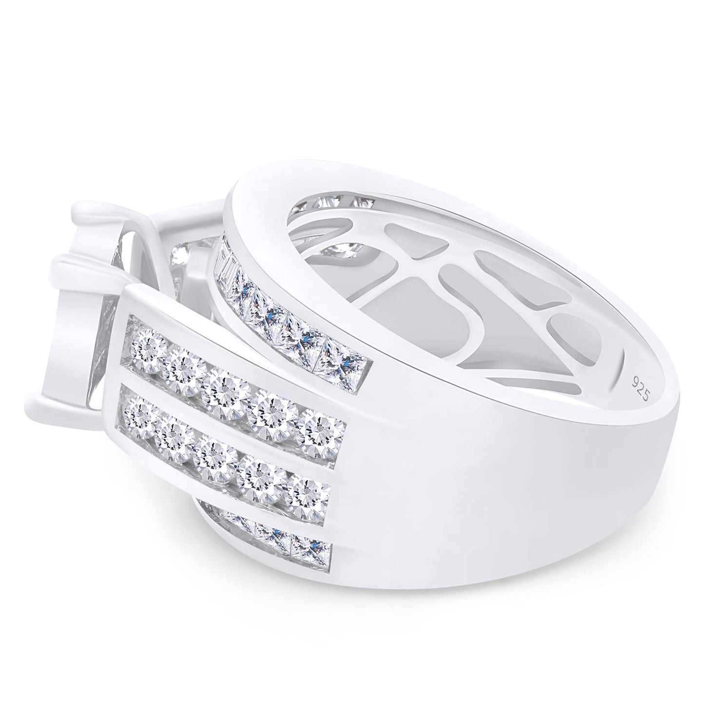 2.50 Carat Multi Cut Lab Created Moissanite Diamond Square Head Cluster Wedding Engagement Bridal Ring in 925 Sterling Silver