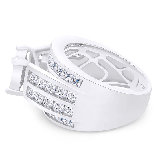 2.50 Carat Multi Cut Lab Created Moissanite Diamond Square Head Cluster Wedding Engagement Bridal Ring in 925 Sterling Silver