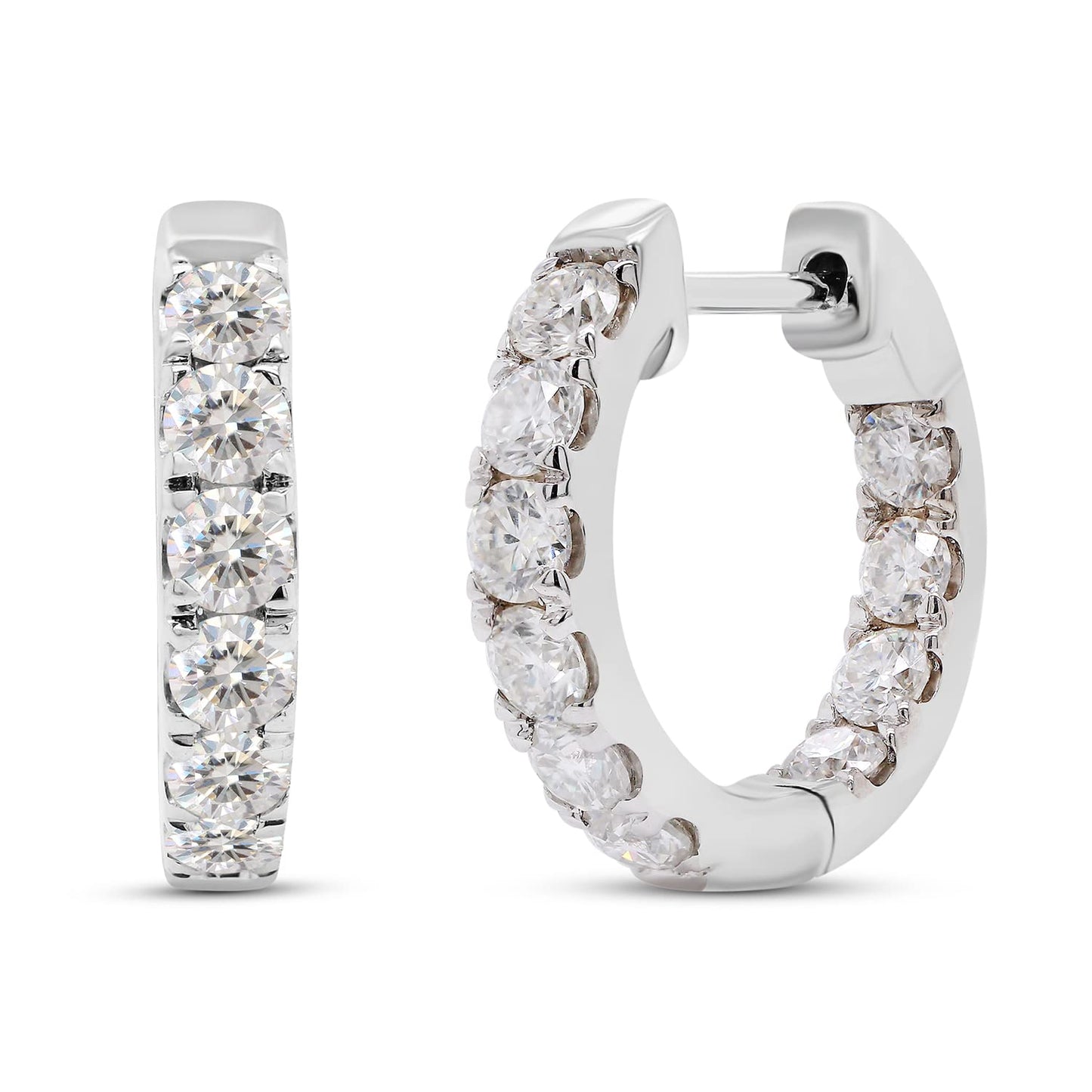 1 3/5 Carat Lab Created Moissanite Diamond Inside Outside Hoop Earrings For Women In 925 Sterling Silver (1.60 Cttw)