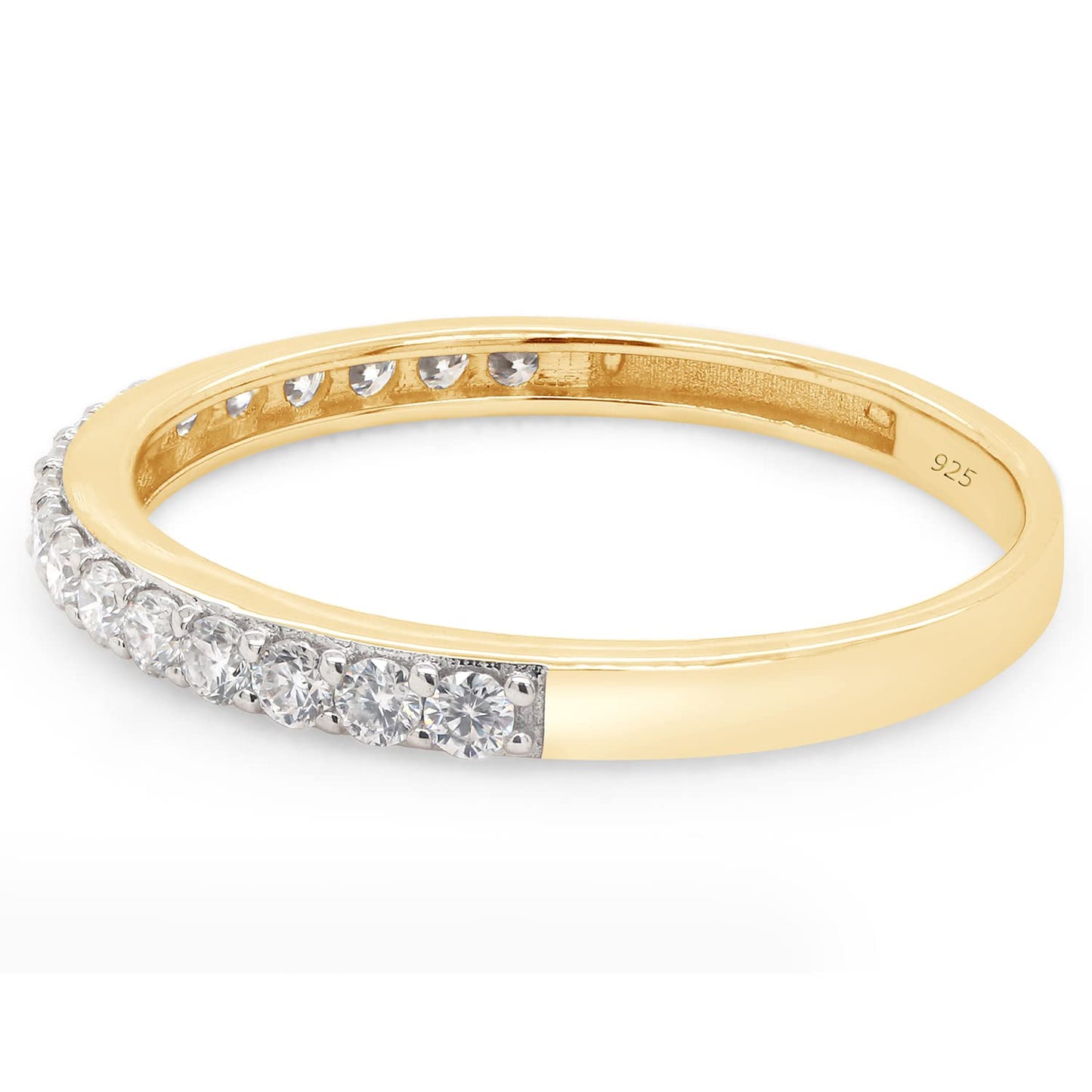 Round Cut Lab Created Moissanite Diamond Half Eternity Stackable Wedding Band Ring For Women In 925 Sterling Silver