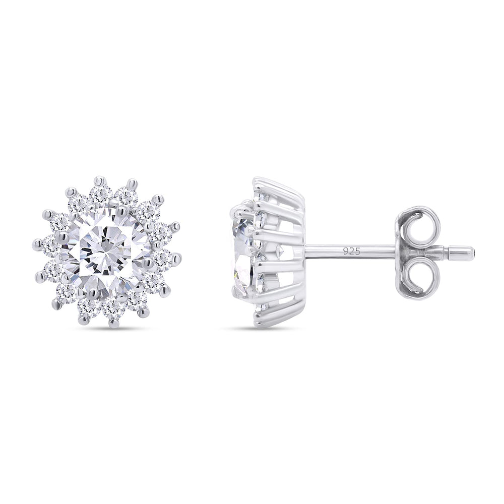 
                      
                        1 1/4 Carat Lab Created Moissanite Diamond Push Back Halo Stud Earrings In 925 Sterling Silver (1.25 Cttw)
                      
                    