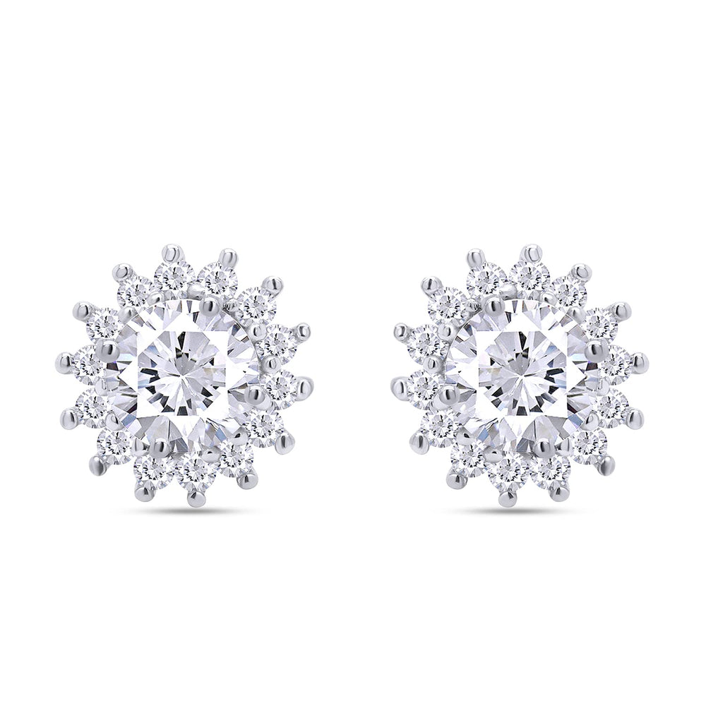 1 1/4 Carat Lab Created Moissanite Diamond Push Back Halo Stud Earrings In 925 Sterling Silver (1.25 Cttw)