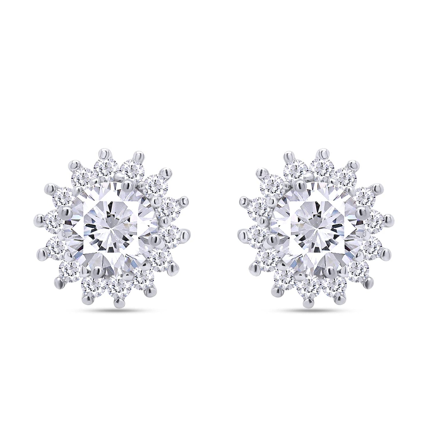 1 1/4 Carat Lab Created Moissanite Diamond Push Back Halo Stud Earrings In 925 Sterling Silver (1.25 Cttw)