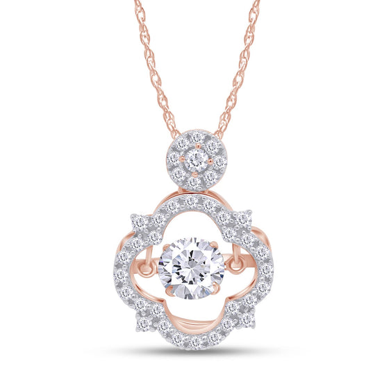 1 Carat Round Cut Lab Created Moissanite Diamond Floating Dancing Pendant Necklace In 925 Sterling Silver (1 Cttw)