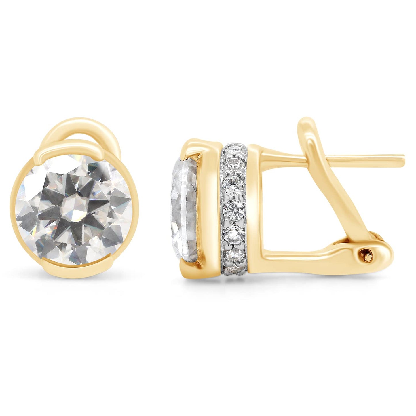 3.50 Carat 8MM Round Cut Lab Created Moissanite Diamond Solitaire Stud Earrings In 10K Or 14K Solid Gold