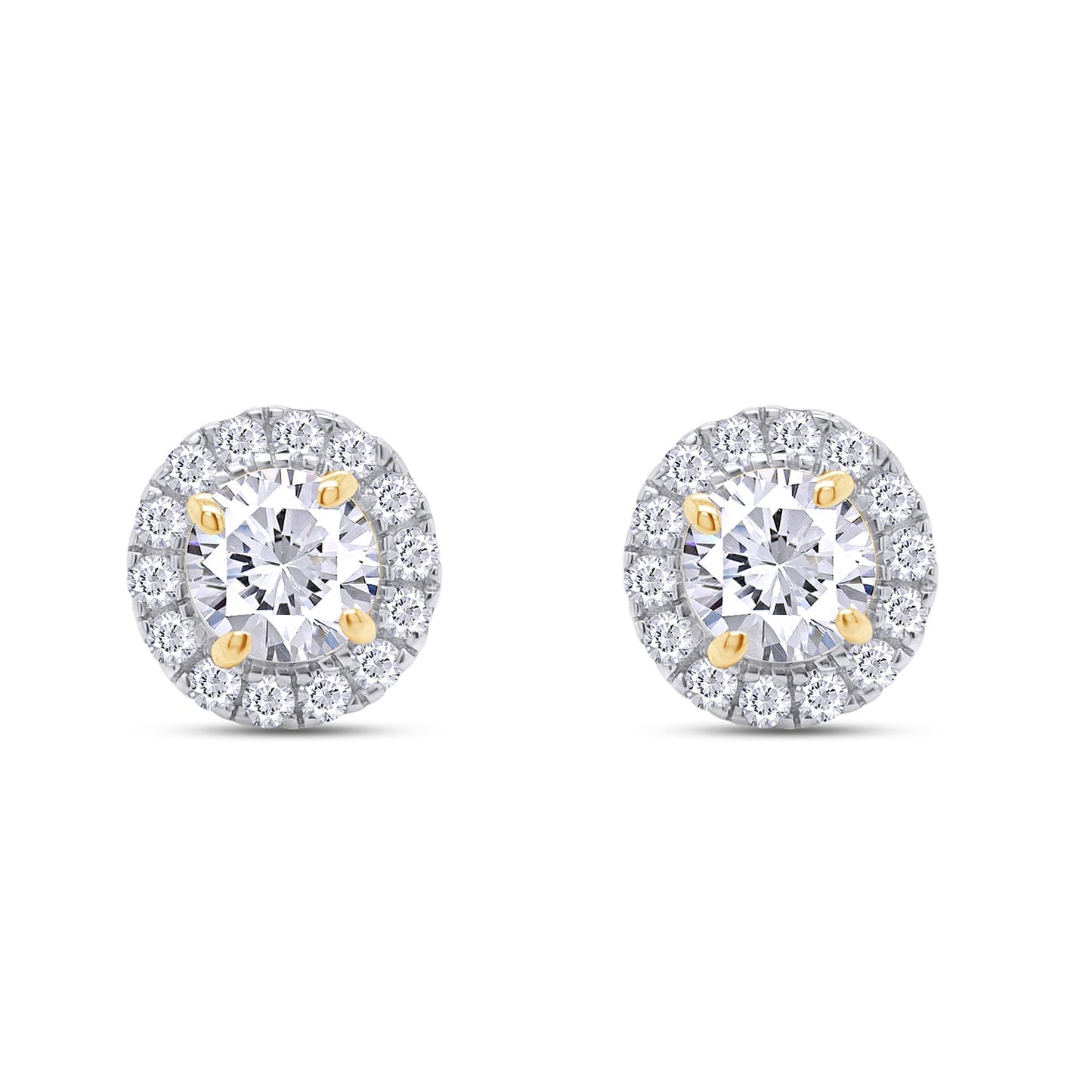 3/5 Carat Lab Created Moissanite Diamond Screw Back Halo Stud Earrings In 925 Sterling Silver (0.60 Cttw)