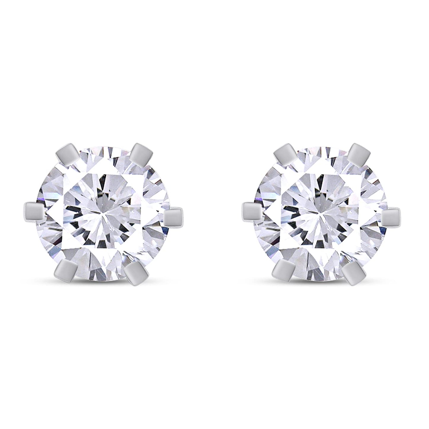 4 Carat Lab Created Moissanite Diamond Solitaire Stud Earrings In 925 Sterling Silver For Men Women