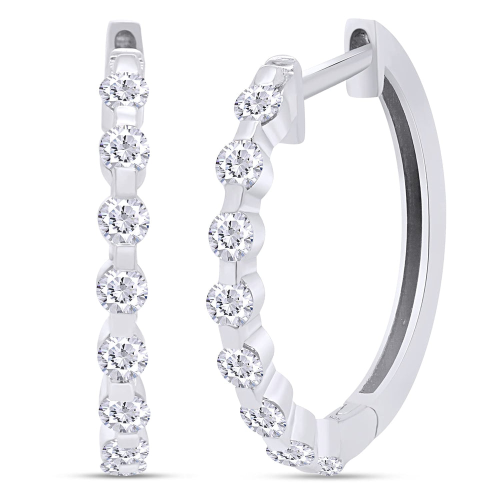 
                      
                        1/2 Carat Lab Created Moissanite Diamond Huggie Hoop Earrings In 925 Sterling Silver Jewelry For Women (0.50 Cttw)
                      
                    