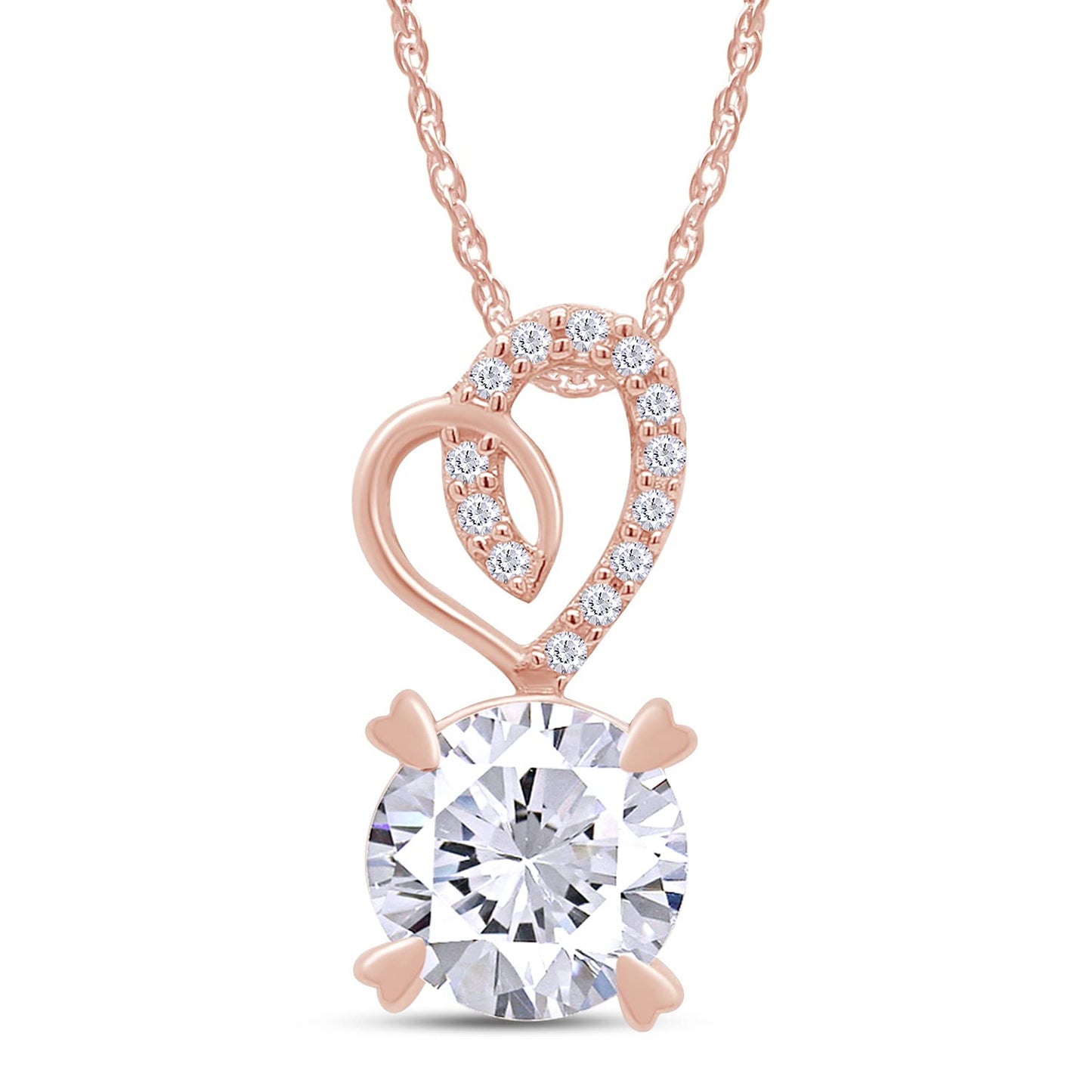 1 Carat Lab Created Moissanite Heart Pendant Necklaces In 14K Solid Gold for Women (1 Cttw)
