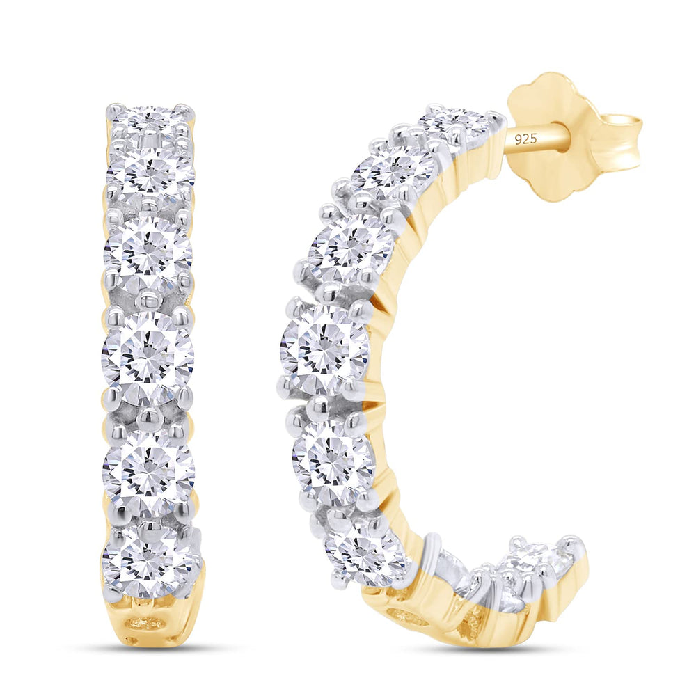 
                      
                        1.90 Carat Round Cut Lab Created Moissanite Diamond Push Back J Hoop Earrings In 925 Sterling Silver (1.90 Cttw)
                      
                    