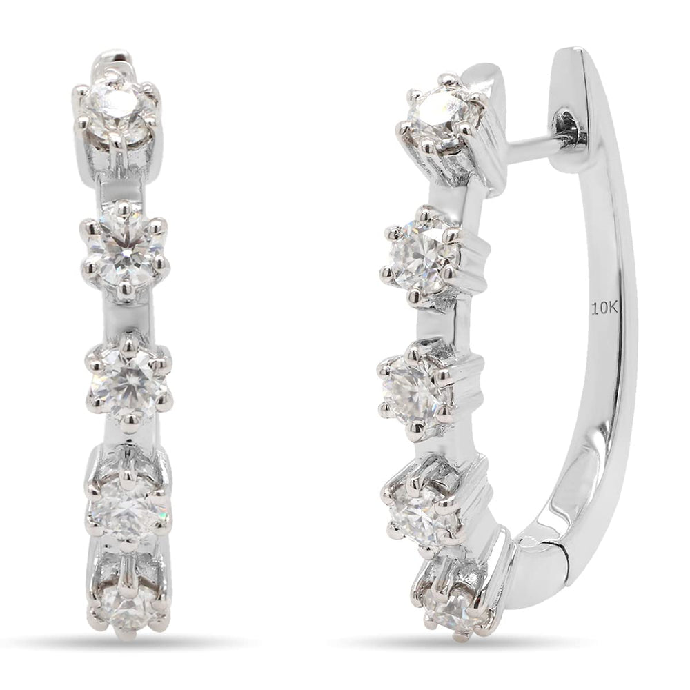 
                      
                        1 Carat Round Cut Lab Created Moissanite Diamond Five Stone Hoop Earrings In 10K Or 14K Solid Gold
                      
                    