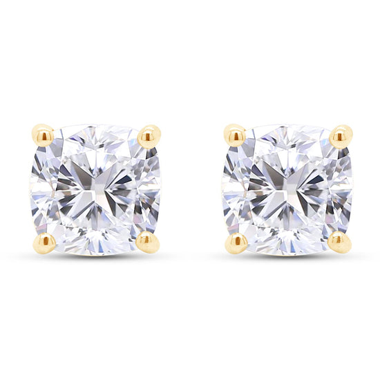 2 Carat Cushion Cut Lab Created Moissanite Diamond Push Back Solitaire Earrings In 925 Sterling Silver (VVS1 Clarity, 2 Cttw)