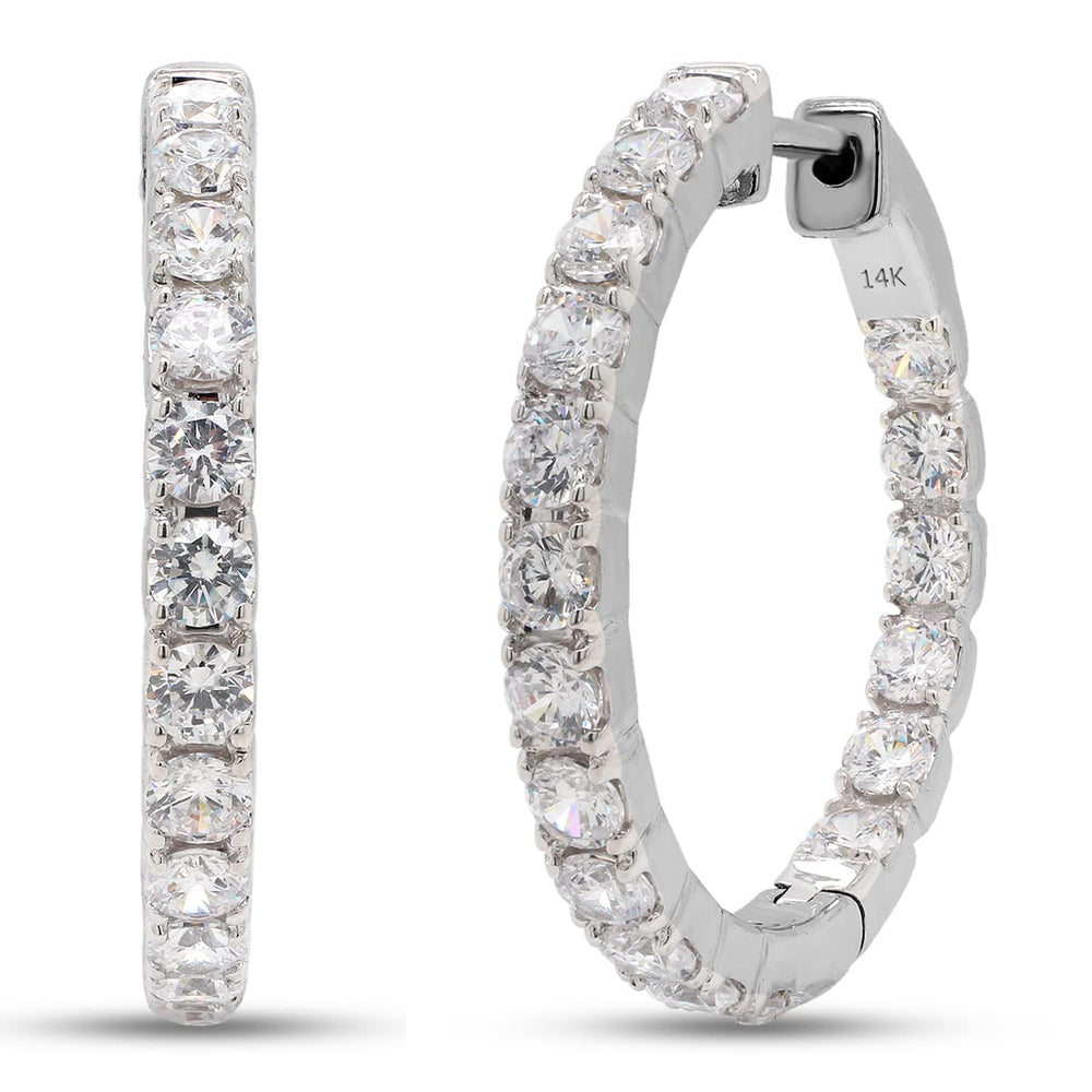 
                      
                        3 Carat Round Cut Lab Created Moissanite Diamond Inside Outside Hoop Earrings In 10K Or 14K Solid Gold
                      
                    