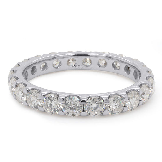 2 Carat Round Cut Lab Created Moissanite Diamond Full Eternity Stackable Wedding Band Ring in 925 Sterling Silver Jewelry for Women