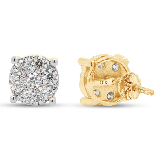 1 1/5 Carat Round Cut Lab Created Moissanite Diamond Cluster Stud Earrings In 10K Or 14K Solid Gold (1.20 Cttw)