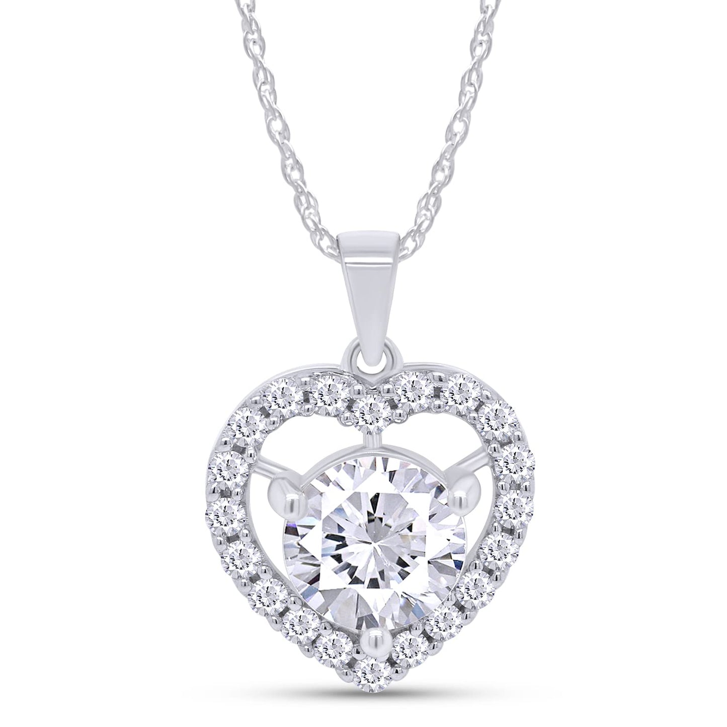 2 1/2 Carat Lab Created Diamond Moissanite Heart Pendant Necklace In 925 Sterling Silver (2.50 Cttw)