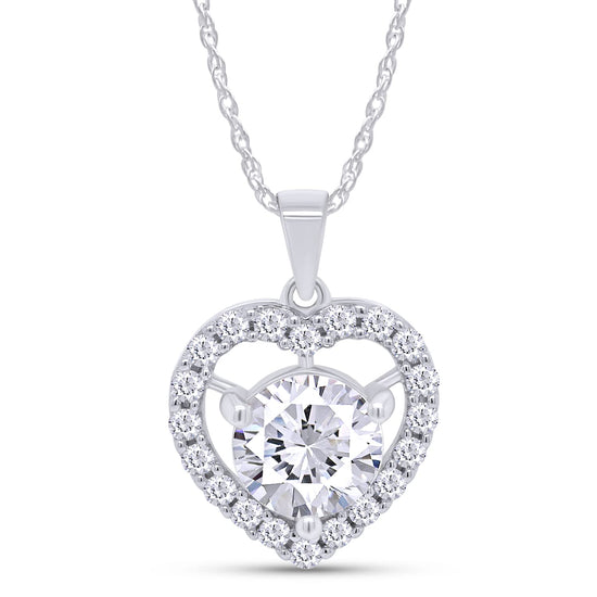 2 1/2 Carat Lab Created Diamond Moissanite Heart Pendant Necklace In 925 Sterling Silver (2.50 Cttw)