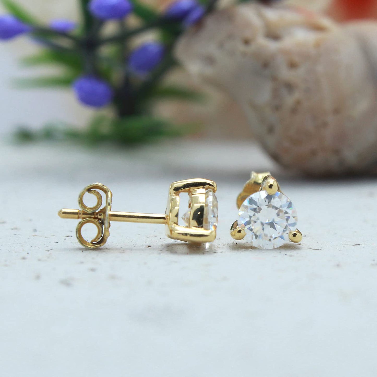 Load image into Gallery viewer, Round Cut Lab Created Moissanite Diamond Push Back Martini Stud Earrings In 14K Gold Post &amp;amp; 925 Sterling Silver (1 To 1.50 Cttw)
