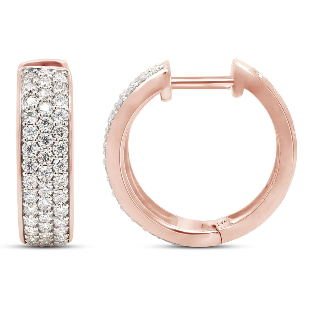 
                      
                        1.25 Carat Round Cut Lab Created Moissanite Diamond Triple Row Huggie Hoop Earrings In 10K Or 14K Solid Gold
                      
                    