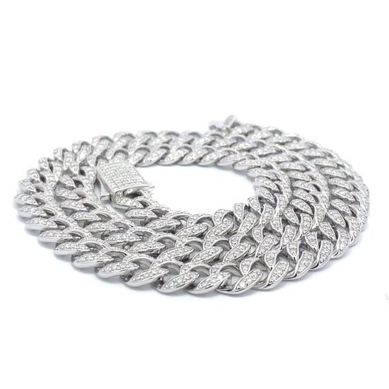 7.10 Carat to 13.20 Carat Lab Created Moissanite Diamond 8MM Width Cuban Link Chain Necklace For Men In 925 Sterling Silver 16" to 30" Length